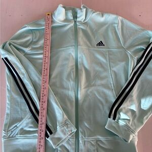 adidas Mint Green Full-Zip Track Jacket with Black Stripes